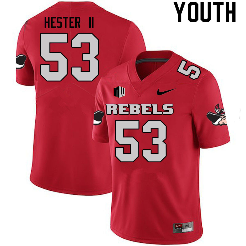 Youth #53 Farrell Hester II UNLV Rebels College Football Jerseys Sale-Scarlet - Click Image to Close